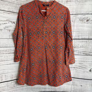 Azah‎ Top Womens Size Small Popover Paisley Tunic Cotton Ajrakh Boho Minimalist